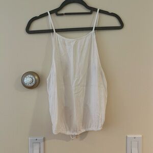 White plain open back top